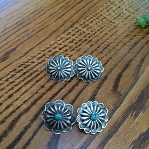 Sterling Native American concho earrings